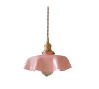 KhUkhu Lámparas Colgantes De Cristal De Leche Blanca con Forma De Flor De Latón, Lámpara De Techo Colgante Verde, Isla De Cocina, Candelabro Azul Francés Moderno Nórdico, Luz Rosa