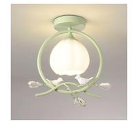KhUkhu Lámparas De Techo Lámpara De Techo De Resina con Forma De Pájaro Y Flor De Vidrio Lechoso Lámpara De Techo Empotrada para Dormitorio Estilo Francés Blanco Lámpara,Verde,White Light