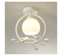 KhUkhu Lámparas De Techo Lámpara De Techo De Resina con Forma De Pájaro Y Flor De Vidrio Lechoso Lámpara De Techo Empotrada para Dormitorio Estilo Francés Blanco Lámpara,Blanca,Warm Light