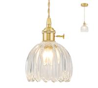 KHUKHU Luces De Isla De Cocina De Vidrio, Lámparas Colgantes De Latón Vintage, Luces Colgantes Verdes Ajustables For Isla De Cocina For Dormitorio, Sala De Estar, Pasillo, Comedor(Tulip White)