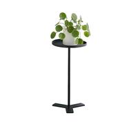KhUkhu Mesa Auxiliar Decorativa, Mesa Auxiliar Redonda, Mesa de sofá con Estructura de Metal, mesita de Noche Moderna con Superficie de Bandeja Mate, Ideal para Sala de Estar, Dormitorio,Negro