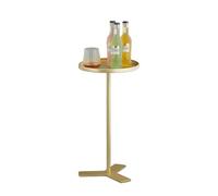 KhUkhu Mesa Auxiliar Decorativa, Mesa Auxiliar Redonda, Mesa de sofá con Estructura de Metal, mesita de Noche Moderna con Superficie de Bandeja Mate, Ideal para Sala de Estar, Dormitorio,Oro