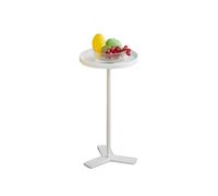 KhUkhu Mesa Auxiliar Decorativa, Mesa Auxiliar Redonda, Mesa de sofá con Estructura de Metal, mesita de Noche Moderna con Superficie de Bandeja Mate, Ideal para Sala de Estar, Dormitorio,Blanca