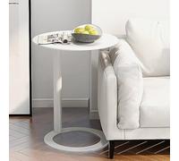 KhUkhu Mesa Auxiliar, Mesa Auxiliar, Mesa de sofá en Forma de C, Mesa de Ocio para Espacios pequeños, Comedor, Sala de Estar, cafetería,Blanca,48x56cm