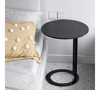 KhUkhu Mesa Auxiliar, Mesa Auxiliar, Mesa de sofá en Forma de C, Mesa de Ocio para Espacios pequeños, Comedor, Sala de Estar, cafetería,Negro,48x56cm