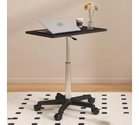 KhUkhu Mesa De Centro Elevable, Escritorio con Ruedas Y Altura Ajustable, Mesita De Noche Móvil, Escritorio para Portátil con Función De Sentado Y De Pie para El Hogar,Negro,59 80cm