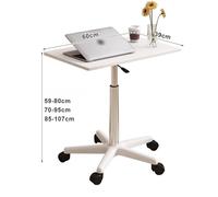 KhUkhu Mesa De Centro Elevable, Escritorio con Ruedas Y Altura Ajustable, Mesita De Noche Móvil, Escritorio para Portátil con Función De Sentado Y De Pie para El Hogar,Blanca,85 107cm