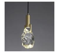 KHUKHU Mini Lámpara De Cristal Moderna, Lámpara Colgante LED Dorada, Cubo De Cristal Irregular, Lámpara De Techo De Cobre Cepillado For Cocina, Isla, Comedor, Dormitorio, Pasillo, Bar, Sala De Estar