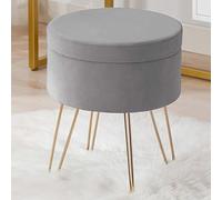 KHUKHU Otomana de Almacenamiento de Terciopelo, sillón de tocador con Patas de Metal, Taburete Redondo con reposapiés y Bandeja, Mesa de Centro for Dormitorio y Sala de Estar.