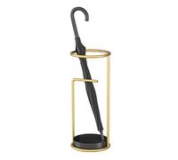 KhUkhu Paragüero Minimalista Dorado, para Entrada y Pasillo, Estilo nórdico, Redondo, con Bandeja de Goteo y Gancho, Organizador para Bastones, Palos de Golf y esquí