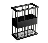 KhUkhu Paragüeros, paragüero de Metal, para Entrada Interior, Pasillo, Cesta para Guardar Paraguas, Estante Organizador Rectangular Moderno,Negro,36X18X44Cm