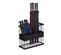 KhUkhu Paragüeros, paragüero de Metal, para Entrada Interior, Pasillo, Cesta para Guardar Paraguas, Estante Organizador Rectangular Moderno,Negro,48X21X44Cm