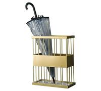 KhUkhu Paragüeros, paragüero de Metal, para Entrada Interior, Pasillo, Cesta para Guardar Paraguas, Estante Organizador Rectangular Moderno,Oro,36X18X44Cm