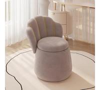 KhUkhu Reposapiés De Almacenamiento De 60 Cm De Alto, Asiento De Tocador De Terciopelo, Puf, Taburete De Sofá, Silla De Asiento De Lujo con Respaldo Alto para Dormitorio,Gris,Without Wheels