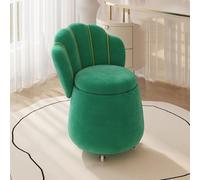 KhUkhu Reposapiés De Almacenamiento De 60 Cm De Alto, Asiento De Tocador De Terciopelo, Puf, Taburete De Sofá, Silla De Asiento De Lujo con Respaldo Alto para Dormitorio,Verde,with Wheels
