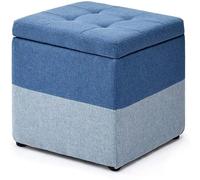 KhUkhu Reposapiés Reposapiés Pequeño De Cachemira Agradable para La Piel, Reposapiés Plegable Y Portátil con Asiento Acolchado, Otomana Ligera, para Sala De Estar Y Dormitorio,Azul