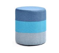 KhUkhu Reposapiés Reposapiés Redondo Tejido De Lino Suave Sofá Taburete Otomano Cubo Hogar Madera, Taburetes De Comedor Lavables Asiento Bajo Reposapiés Decoración del Hogar Silla,Azul