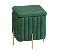 KhUkhu Reposapiés Tapizado con Mechones Y Patas De Metal, Baúl Acolchado con Tapa, Banco Otomano De Terciopelo De Lujo con Espacio De Almacenamiento, Banco Al Final De La Cama para,Dark Green