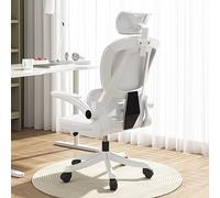 KHUKHU Silla de Escritorio de Malla, ergonómica, con Ruedas y reposacabezas Ajustables.(White)