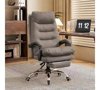 KHUKHU Silla de Escritorio ejecutiva con Respaldo Alto, cómoda for Oficina, con reposapiés, giratoria, for Juegos de computadora(Brown)