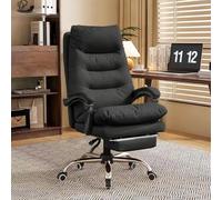 KHUKHU Silla de Escritorio ejecutiva con Respaldo Alto, cómoda for Oficina, con reposapiés, giratoria, for Juegos de computadora(Black)