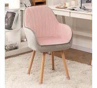KhUkhu Silla De Escritorio Giratoria De Oficina Sin Ruedas, Silla Decorativa Tapizada para Cocina, Comedor, Sillas con Patas De Madera Maciza, Sillas Modernas De Mediados De Siglo para Sala,E