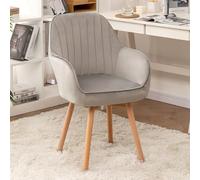 KhUkhu Silla De Escritorio Giratoria De Oficina Sin Ruedas, Silla Decorativa Tapizada para Cocina, Comedor, Sillas con Patas De Madera Maciza, Sillas Modernas De Mediados De Siglo para Sala,A