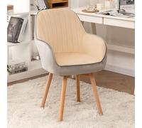 KhUkhu Silla De Escritorio Giratoria De Oficina Sin Ruedas, Silla Decorativa Tapizada para Cocina, Comedor, Sillas con Patas De Madera Maciza, Sillas Modernas De Mediados De Siglo para Sala,F