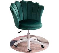 KHUKHU Silla De Oficina con Asiento Tapizado En Forma De Pétalo, Silla De Oficina De Tela De Terciopelo, Silla Ergonómica Giratoria For Computadora.(Dark Green)