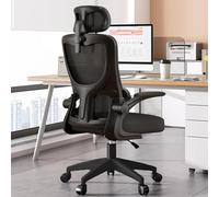 KHUKHU Silla de Oficina de Malla con Respaldo Alto, ergonómica, Soporte Lumbar y reposabrazos abatibles, reposacabezas Ajustable for el hogar, giratoria, for Juegos y Trabajo.(D)