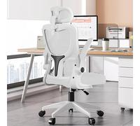 KHUKHU Silla de Oficina de Malla con Respaldo Alto, ergonómica, Soporte Lumbar y reposabrazos abatibles, reposacabezas Ajustable for el hogar, giratoria, for Juegos y Trabajo.(White)