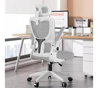 KHUKHU Silla de Oficina de Malla con Respaldo Alto, ergonómica, Soporte Lumbar y reposabrazos abatibles, reposacabezas Ajustable for el hogar, giratoria, for Juegos y Trabajo.(Grey)