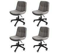 KHUKHU Silla de Oficina ergonómica de Cuero sintético con Altura Ajustable y Soporte Lumbar, con Ruedas for Oficina, Estudio y Uso Diario.(Set of 4)