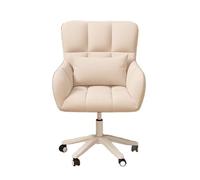 KHUKHU Silla de Oficina Moderna de Terciopelo, ergonómica, Ajustable, for Maquillaje, con reposabrazos Acolchados, Asiento Grande for Dormitorio(Beige)