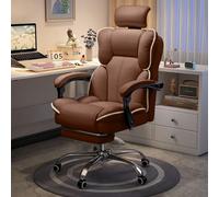 KHUKHU Silla ejecutiva de Oficina con reposapiés, Respaldo Alto, for Juegos de computadora, Grande y Alta, de Cuero sintético Blanco, reclinable.(Brown)