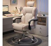 KHUKHU Silla ejecutiva de Oficina con reposapiés, Respaldo Alto, for Juegos de computadora, Grande y Alta, de Cuero sintético Blanco, reclinable.(White Pink)
