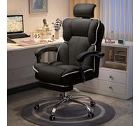 KHUKHU Silla ejecutiva de Oficina con reposapiés, Respaldo Alto, for Juegos de computadora, Grande y Alta, de Cuero sintético Blanco, reclinable.(Black White)