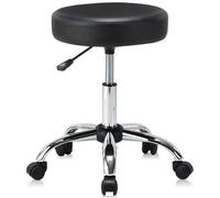 KHUKHU Silla giratoria hidráulica Ajustable con cojín y Ruedas, de Cuero sintético, Ideal for Oficina, Tatuajes, masajes, tratamientos faciales y SPA.(1 Pack)