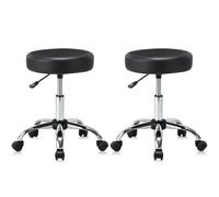 KHUKHU Silla giratoria hidráulica Ajustable con cojín y Ruedas, de Cuero sintético, Ideal for Oficina, Tatuajes, masajes, tratamientos faciales y SPA.(2 Pack)