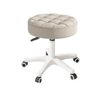KHUKHU Silla pequeña Redonda con Ruedas, de Piel sintética, Altura Ajustable, giratoria, for Trabajo de Dibujo, salón, Oficina en casa.(Grey,Pack of 1)