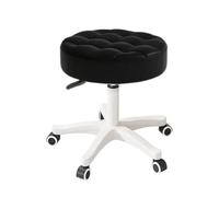 KHUKHU Silla pequeña Redonda con Ruedas, de Piel sintética, Altura Ajustable, giratoria, for Trabajo de Dibujo, salón, Oficina en casa.(Black,Pack of 1)