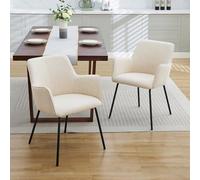 KHUKHU Sillas de Comedor Modernas tapizadas con Respaldo Curvo, cojín Grueso y Patas de Metal for Cocina y Sala de Estar.(Set of 2)
