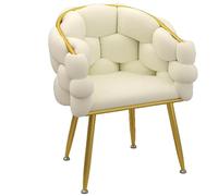 KHUKHU Sillón con reposapiés y otomana, tapizado en Tela bouclé, Moderno y Acogedor tocador con Patas Doradas for Sala de Estar, salón, tocador y Dormitorio.(White)