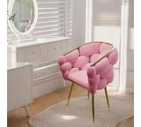 KHUKHU Sillón con reposapiés y otomana, tapizado en Tela bouclé, Moderno y Acogedor tocador con Patas Doradas for Sala de Estar, salón, tocador y Dormitorio.(Pink)