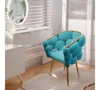 KHUKHU Sillón con reposapiés y otomana, tapizado en Tela bouclé, Moderno y Acogedor tocador con Patas Doradas for Sala de Estar, salón, tocador y Dormitorio.(Blue)