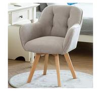 KhUkhu Sillón Giratorio De Tela con Acento, Silla De Comedor, Silla De Escritorio Sin Ruedas con Patas De Madera Resistentes para Espacios Pequeños, Sillón Tapizado De Terciopelo,Gray2