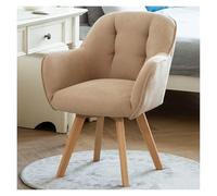 KhUkhu Sillón Giratorio De Tela con Acento, Silla De Comedor, Silla De Escritorio Sin Ruedas con Patas De Madera Resistentes para Espacios Pequeños, Sillón Tapizado De Terciopelo,Caqui