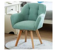 KhUkhu Sillón Giratorio De Tela con Acento, Silla De Comedor, Silla De Escritorio Sin Ruedas con Patas De Madera Resistentes para Espacios Pequeños, Sillón Tapizado De Terciopelo,Azul
