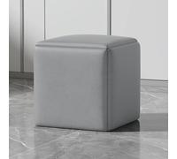 KhUkhu Sillón Otomano Apilable 5 En 1 con Forma De Cubo, Taburetes Apilables, Taburete Cuadrado De Tela Tecnológica, Reposapiés con Ruedas Giratorias para Sala De Estar, Comedor,Light Gray,45CM