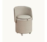 KhUkhu Taburete De Tocador con Respaldo Plegable Y Almacenamiento, Taburete De Tocador Redondo con Respaldo, Taburete De Almacenamiento con Ruedas, Taburete De Tocador con Ruedas,Light Grey